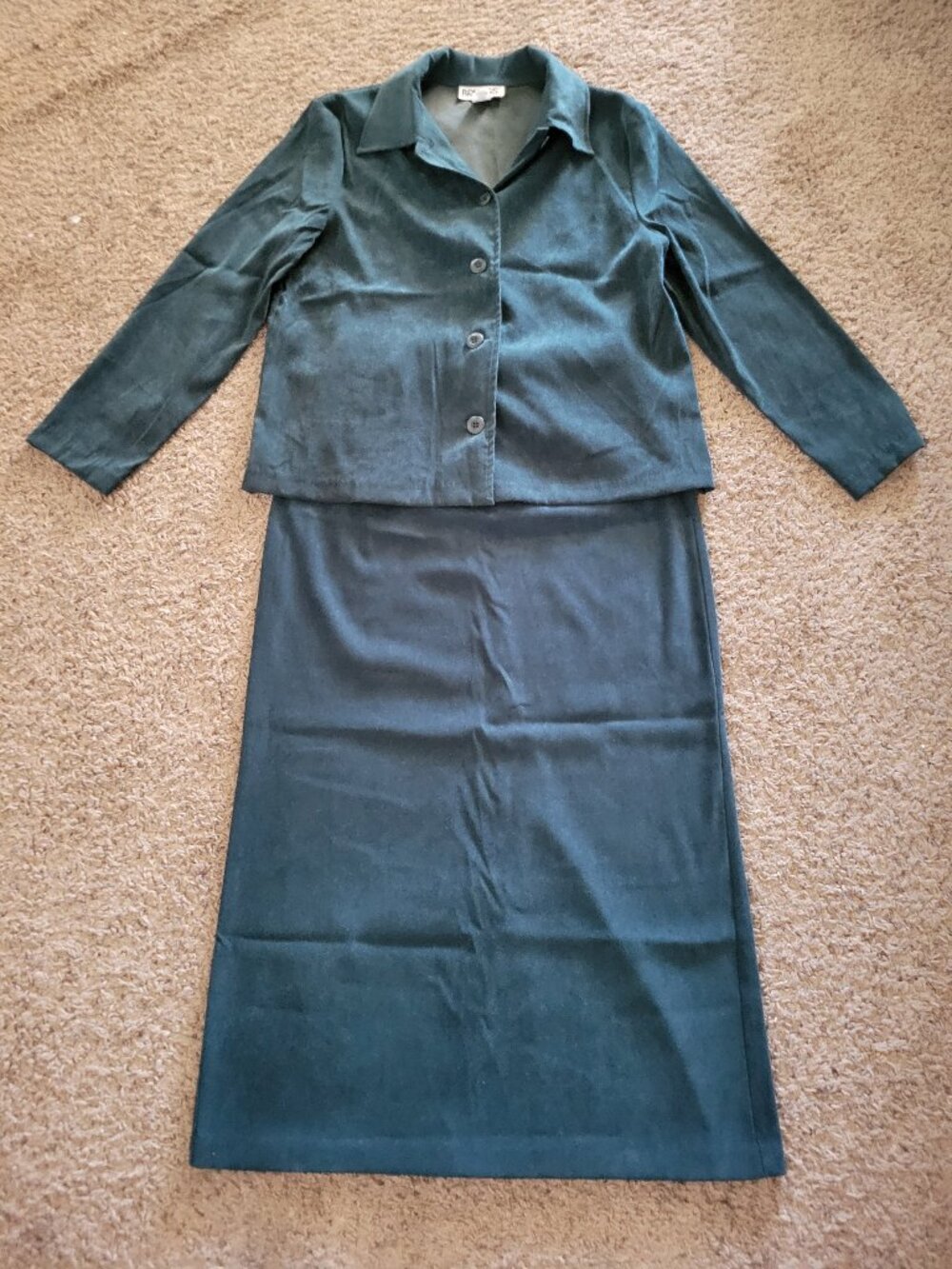 Emerald Green Vintage Blazer and Skirt Set Size Medium
